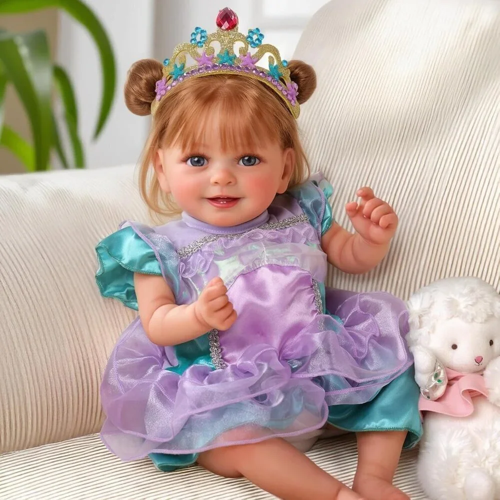 🆕18inch Weighted Cloth Body Newborn Baby Poseable Limbs Brown Hair Girl